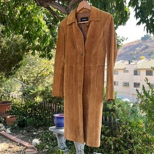 Vintage Express, camel color, suede leather long jacket 🧥